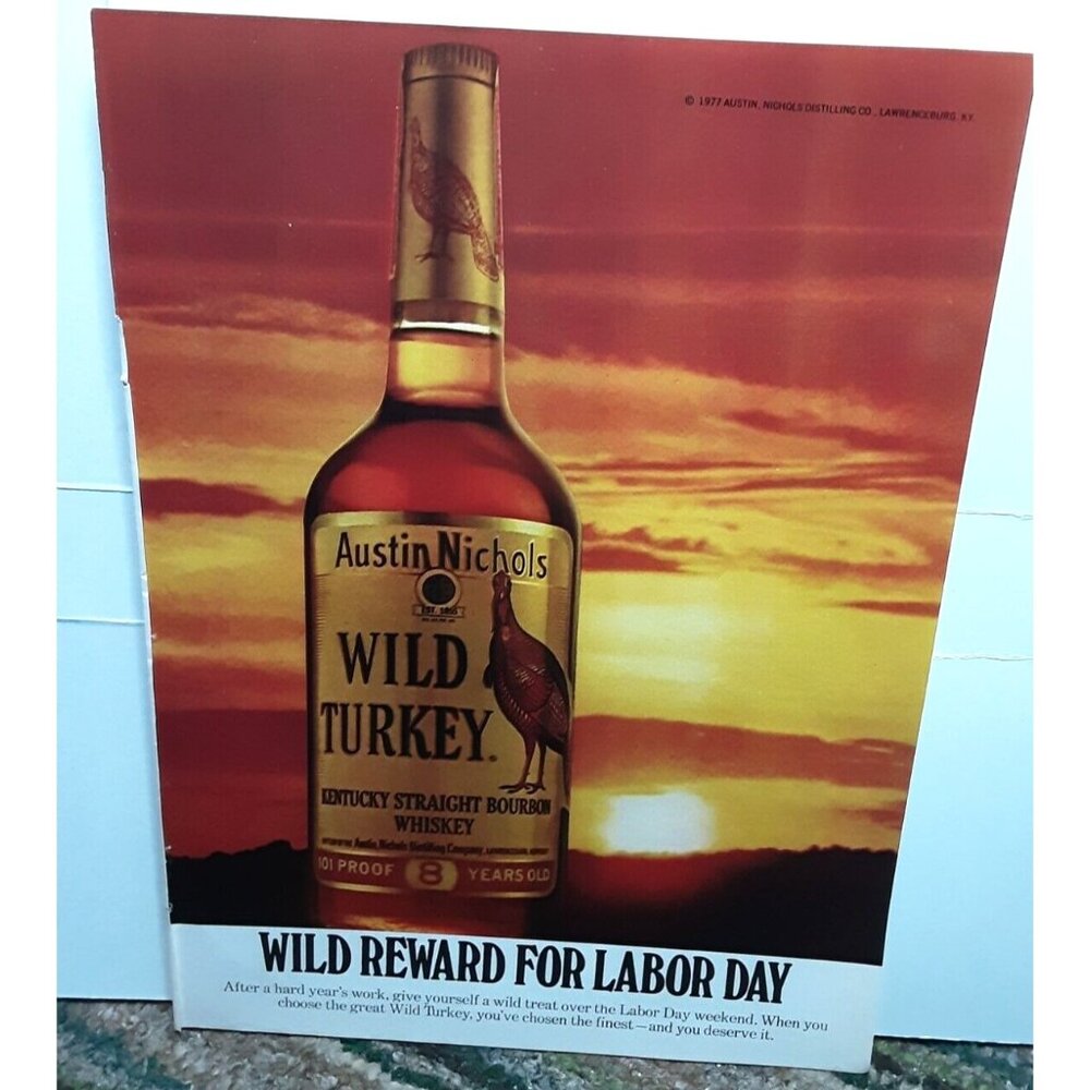 1977 Wild Turkey Straight Bourbon Whiskey Original Print Ad Vintage 70s